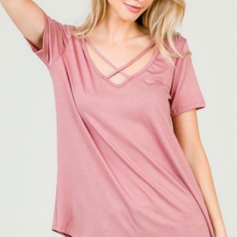 Basic spring mauve crossover front tee size small New